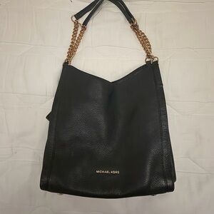 Michael Kors Black Shoulder Bag with Gold Chain